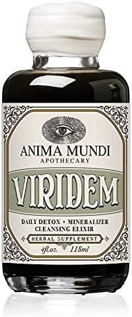 Anima Mundi Apothecary Viridem Greens Detox Elixir - GI & Liver Detox Liquid Supplement, Natural Herb Cleanse with Chlorophyll, Moringa + Organic Chlorella - Add to Juice & Teas (4oz / 118ml)