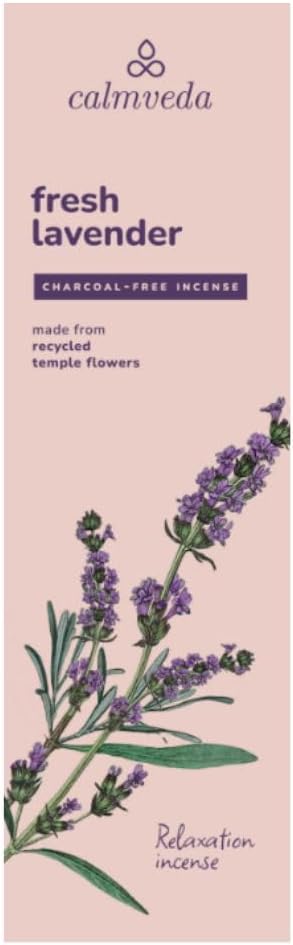 Fresh Lavender Incense for Calming - 80 Charcoal Free Incense Sticks, Made from Upcycled Flowers | Organic Incense Sticks Non Toxic | Use for Relaxation & Improves Sleep