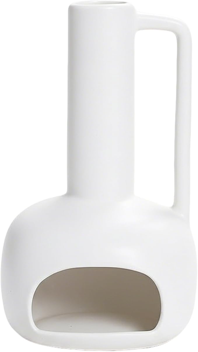 Simcat Handmade Ceramic Holder Incense Burner for Palo Santo Sticks Sage Bundles Candlestick, Suitable for Yoga Meditation Room Home Decor (White)