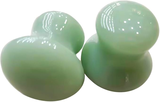 Uonlytech Ice Roller 2Pcs Facial Tools, Green Jade Quartz Massage Rollers Stones Scraping Massage Tool for Women Home Spa