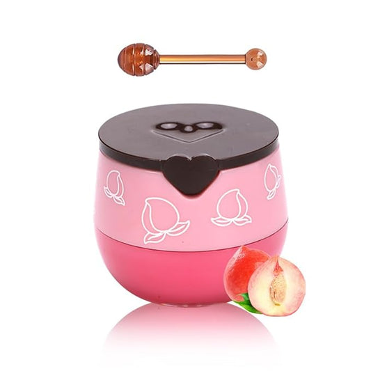 Bee Propolis Peach Lip Balm - Moisturizing Lip Sleeping Mask for Dry Lips | Peach Extract & Propolis | Hydrating, Exfoliating Lip Treatment in Honey Pot Packaging