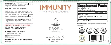 DropRx Immunity by Dr. Nicole Saphier – Elderberry, Echinacea & Garlic Supplements for Immune System Support, Organic, Non-GMO, Vegan, Gluten-Free, Kosher, Made in USA (2 Fl Oz)