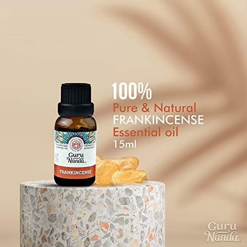 GuruNanda Frankincense Essential Oil, 100% Pure, Natural and Undiluted Diffuser Oil for Aromatherapy, Massages & DIY Recipies, Promotes Comfort & Supports Radiant-looking Skin (0.5 fl Oz)
