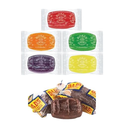 Assorted Flavored Bulk Hard Candy, Bulk Individually Wrapped Mixed Fruit and Root Beer Barrels, by Queen City Candy Cave (2 Pound)