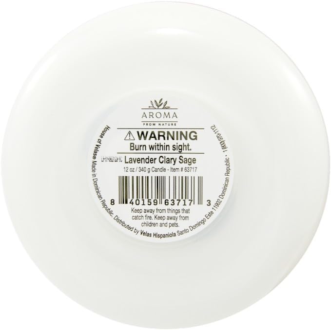 Aroma from Nature Wellness Collection Candle, 12 oz, 2 Cotton Wicks, Lavender Clary Sage, Large Painted Jar