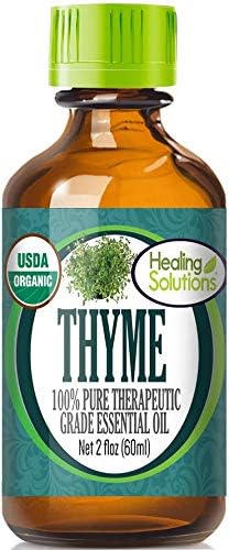 Healing Solutions Organic Thyme Essential Oil, 2 fl oz (60ml) – Aromatherapy & Diffuser Thyme Oil