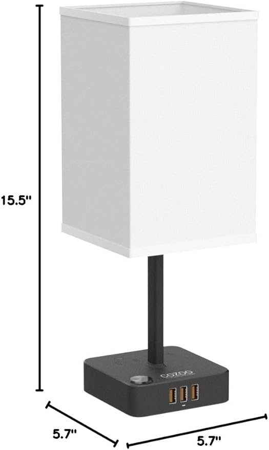 cozoo Bluetooth/WiFi RGB & USB Bedside Table Lamp with 2 USB Charging Ports and 2 Outlets Power Strip, LED Light Bulb Dimmable, Music Sync RGB Color Changing Light for Party Home/Bedroom/Living Room