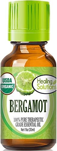 Healing Solutions Organic Bergamot Essential Oil, 30ml (1 fl oz), Therapeutic Grade Essential Oil for Skin