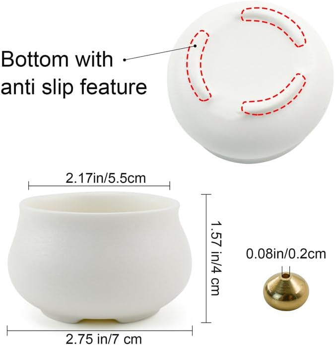 MrMrKura Ceramic Incense Holder for Sticks, Incense Burner Holder Ash Catcher with Non-Slip Pads, Incense Stick Holder for Unique Home Decor/Meditation/Yoga/Gift (White)