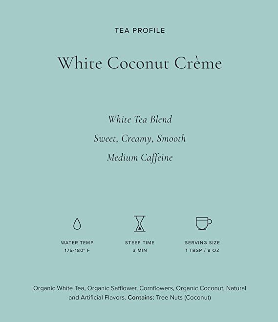 Art of Tea | White Coconut Crème Tea | 50 Eco Friendly Pyramid Tea Bag Sachets