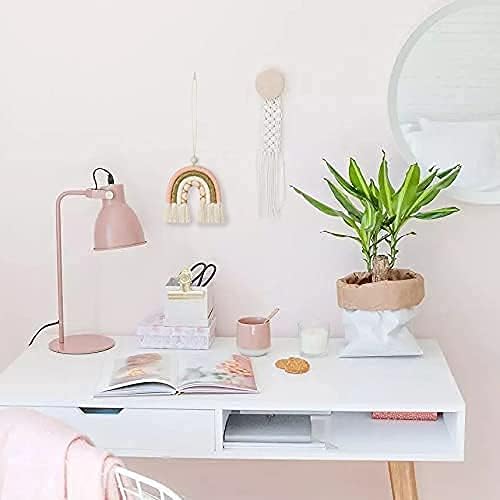 BOHO GARDEN Macrame Rainbow Charm - Essential Oil Diffuser for Cars, Baby Nursery, Children’s Bedroom & Home Decor - Colorful Decorative Hanging Air Freshener & Accessories - 3.5x4 - Rose Gold