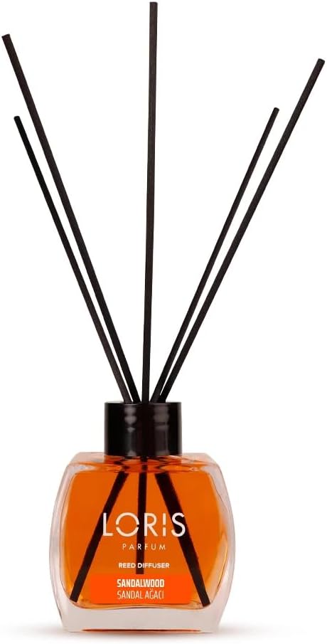 Loris Reed Diffuser - Sandalwood - Aromatic Home Fragrance with Natural Essential Oils, 4.06 fl oz/120 mL – Long‑Lasting, Non‑Toxic, Gift Ready Scented Diffuser with Sticks for Room & Bathroom