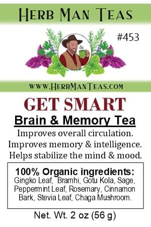 Brain & Memory Tea – With Ginkgo, Gotu Kola & Chaga – Supports focus, memory & clarity – Organic, caffeine-free tea for students, professionals & seniors – Formulated by Khabir Southwick