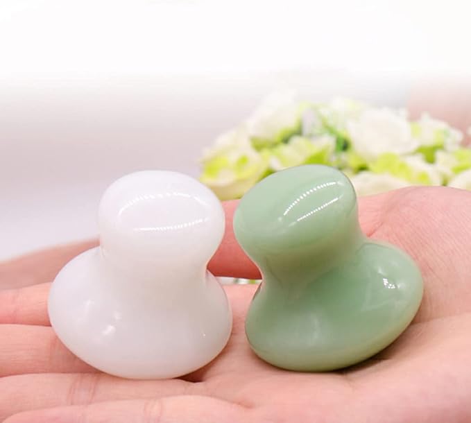 Uonlytech Ice Roller 2Pcs Facial Tools, Green Jade Quartz Massage Rollers Stones Scraping Massage Tool for Women Home Spa