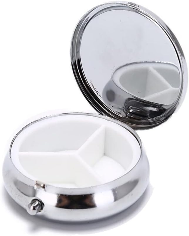 Giraffes Pill Box Purse Pocket Small Round Silver Pill Case Decorative Box Metal Medicine Vitamin Pill Organizer Portable Unique Gift