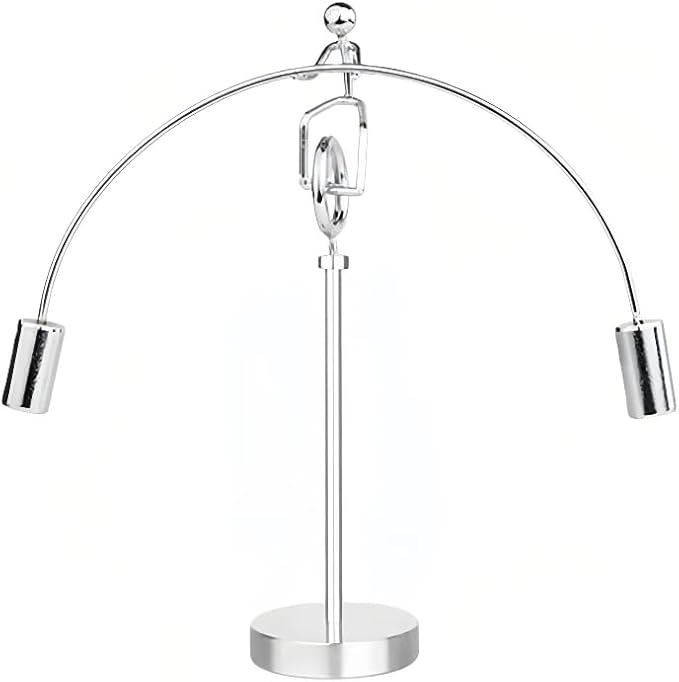 Kinetic Fishing Sculpture - Fisherman & Bass Balancing Art - Unique Metal Balance Sculpture for Home or Office Decor (Unicycle Ornament)