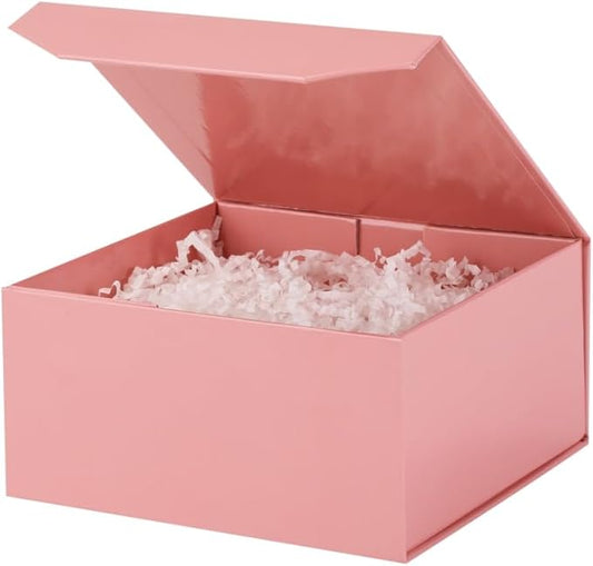 6 Pcs Small Pink Gift Box 6x6x3 Inch Magnetic Gift Box Small Magnetic Box with Crinkle Paper Pink Small Gift Box with Shredded Paper Luxury Gift Boxes with Lids for Presents