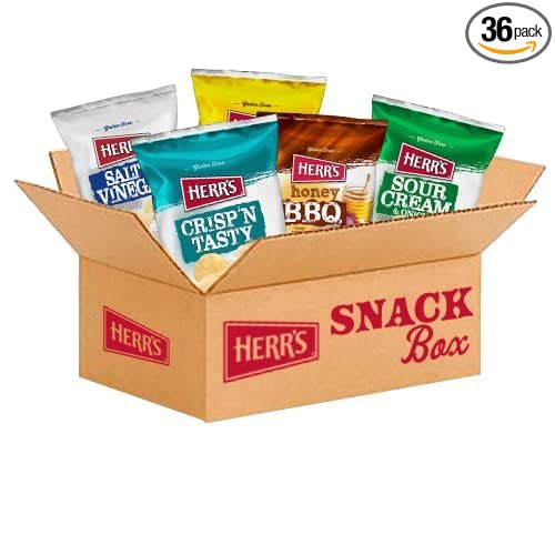 Herr’s Potato Chips, Variety Pack, Gluten Free Snacks, 1oz Bag (36 Count)