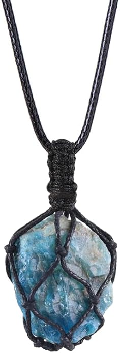 Handmade Natural Gemstone Crystal Pendant Necklace Stone Holder Necklace Cord Net Necklace with Adjustable Length for Women Men
