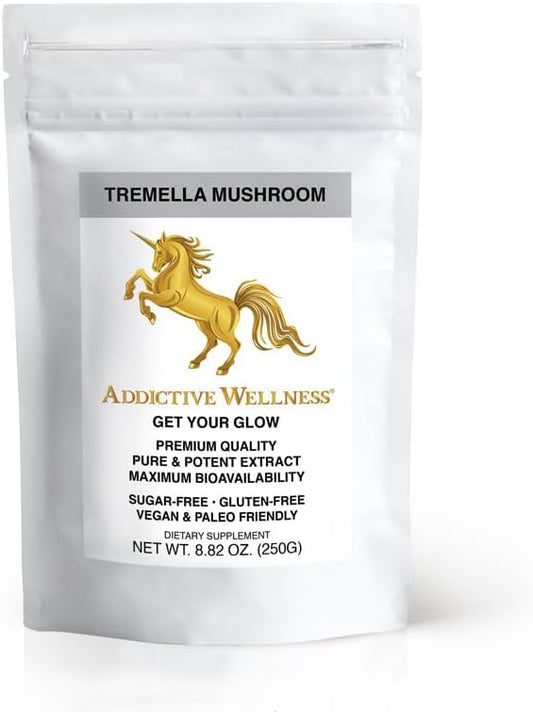 Addictive Wellness Tremella Mushroom Extract Powder Wood Grown Pure & Potent (250 Grams)