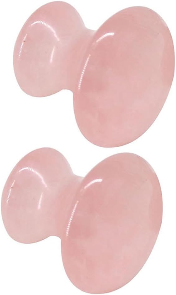 Uonlytech 2Pcs Gua Sha Tools Rose Quartz Mushroom Face Massager Health Jade Stones Mushroom Scraping Massage Tool for Women Home Spa, Pink