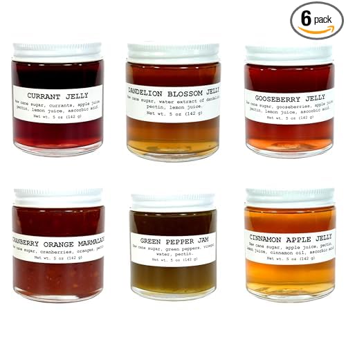 Gourmet Jellies, Marmalade & Jam Gift Set, Assorted Low Sugar Jam & Jellies, Jam & Jelly Gift Sets, Jams, Jellies & Preserves, 142 g x 6 Mini Jam Jars - Smoke Camp Crafts