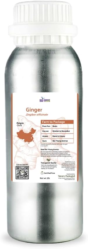 Ginger Essential Oil - Direct from Bio-Young Aromas - Pure Ginger Oil for Skin - Aceite de Jengibre - Aromatherapy 100% Therapeutic Premium Grade (2lbs)