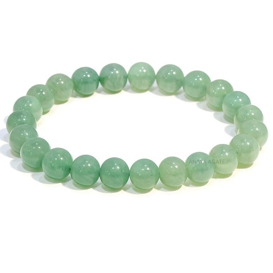 Green Aventurine Bracelet, Natural Healing Crystal Bracelet for Women and Men, 8mm Round Beaded Bracelet for Wealth, Prosperity, Elastic Adjustable Size Gemstone Bead Bracelet for Attract Success