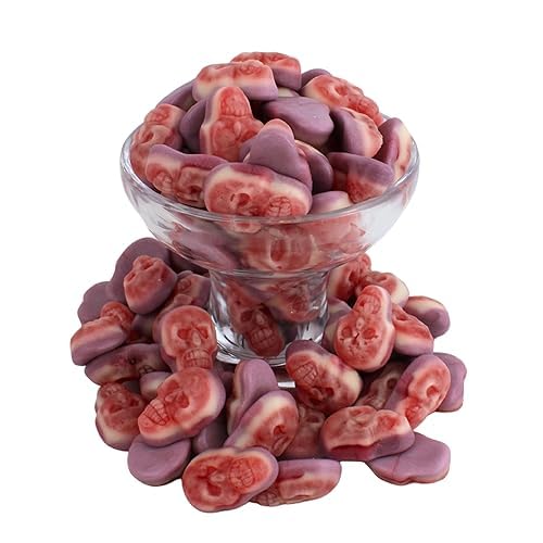 Halloween Gummy Candy Skulls - Edible Fruity Gummy Shaped Sugar Skulls Skeletons, Spooky Halloween Gummies Bulk, by Queen City Candy Cave (3 Pound)