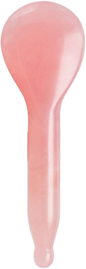 LZLRUN Rose Quartz Jade Spoon Roller Real Gua Sha Board Mushroom Massager Face Lifting Tool Facial Guasha Massage Tool (Spoon Shape)