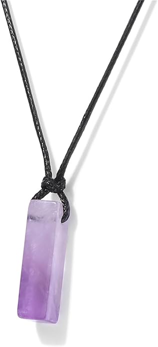 Crystal Necklaces for Women Gemstone Pendant Necklace Adjustable Handmade Black Rope Natural Stone Spiritual Necklace Energy Crystals and Healing Stones Necklace for Men