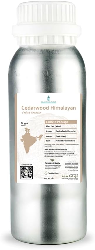 Cedarwood Himalayan Essential Oil - 100% Pure Steam Distilled Natural Cedarwood Himalayan Oil (Aceite de Cedro) from Natural Biotech NBT India for Aromatherapy & DIY Projects - 2lbs