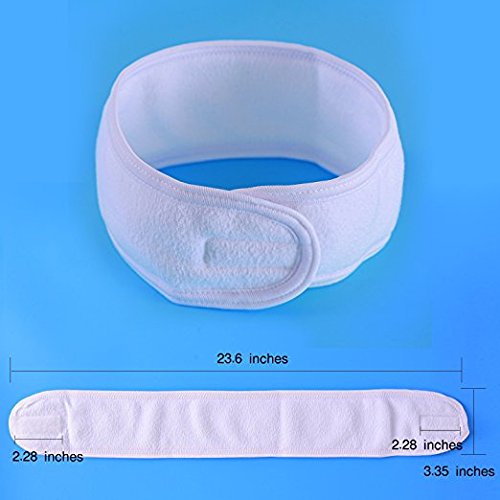 8 Pack Spa Facial Headband Whaline Head Wrap Terry Cloth Headband Stretch Towel with Magic Tape for Bath, Makeup and Sport (White)