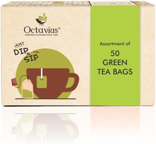 Octavius Green Tea Sampler Pack – 50 Premium Tea Bags, 3 Flavors: Cinnamon Anise, Lemon, Pure Green | Detox, Weight Loss, Antioxidants | Herbal Green Tea Variety Pack