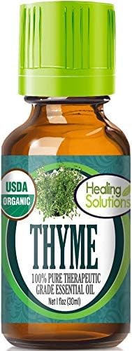 Healing Solutions Organic Thyme Essential Oil 1 oz (30 ml), Pure & Undiluted Thyme Oil for Hair Diffuser