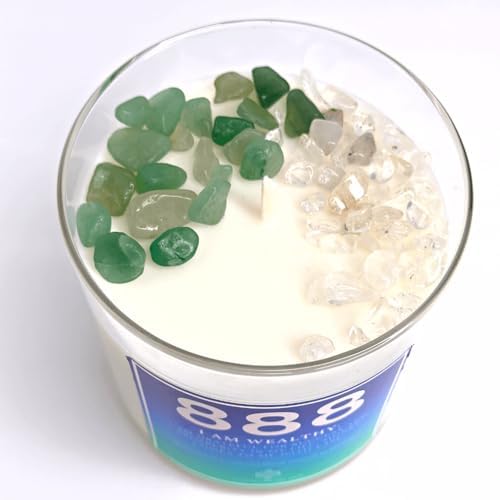 888 Angel Number Candle, 10oz, Crystal candle, 100% Soy Wax & Phthalate-Free Fragrance candles, Gifts candles for women, Angel Number Gift, Money Drawing Candle, Money Candle