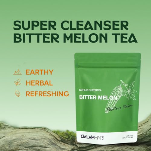 DALAMHARI Bitter Melon Tea 30T | Inulin Rich Sugar Balance & Colon Cleanse Functional Tea | 100% Korean Cerasee Momordica Charantia | Premium Hand Roast, Cold Brew Ready Triangle Teabags