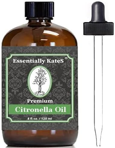 Essentially KateS Premium Citronella Oil 4 Fl Oz - 100% Pure and Natural - with Sprayer and Dropper