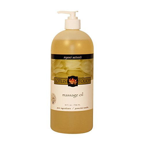 Organic Naturals Massage Oil by Lotus Touch - 100% Certified Organic - High Glide, Easy Workability - Pure Flax Seed, Olive Oil, Jojoba Oil, Shea Butter, Vitamin E Nourish and Protect Skin - 32 oz.