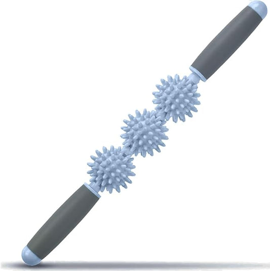 Fascia Muscle Roller, Cellulite Massager Fascia Roller for Cellulite and Sore Muscles, Neck, Leg, Back, Pressure Trigger Point Body Roller Deep Tissue Massage Stick Tools - 3 Massage Balls | Blue