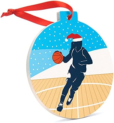 ChalkTalkSPORTS - Basketball Ceramic Ornament | Girl Silhouette with Santa Hat Christmas Ornament