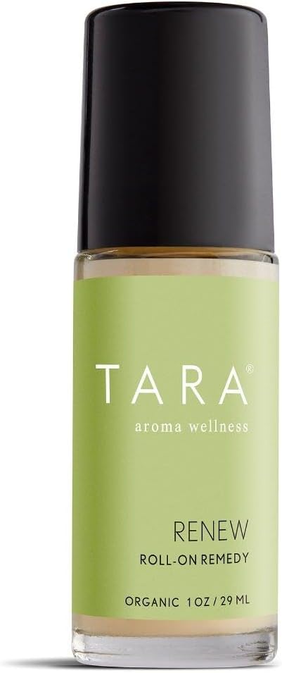 TARA Spa Therapy Renew Aromatherapy Roll-On Remedy – 100% Organic Liniment, Revitalizes & Energizes, Lemon, Peppermint & Lime, 1oz