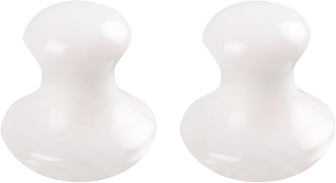 Uonlytech 2Pcs Gua Sha Facial Tools, White Jade Quartz Massage Gua Sha Rollers Stones Scraping Massage Tool for Women Home Spa