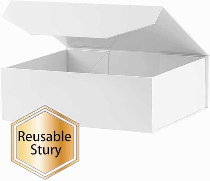 1Pcs 13x9x4 Inches White Gift Boxes with Lids for Presents Magnetic gift box large Gift Box for Bridesmaid Proposal，Groomsman (Glossy White)