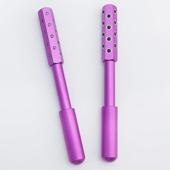 Facial Roller - Uplift Facial Massaging Beauty Roller, Face Massager Roller, Face Rollers for Women, Portable 7.6" Purple Beauty Roller for Face, Eye, Neck, Chin, Skin - 24-Stone