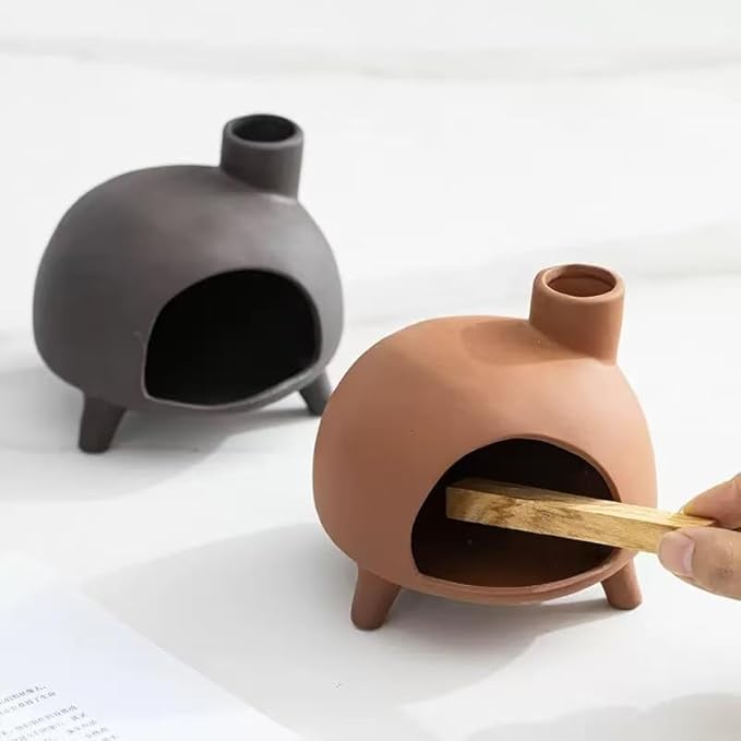 Handmade Ceramic Palo Santo Holder Burner - Mini Chimenea Incense Dish for Palo Santo and Sticks .Sage Holder for for Aromatherapy, Yoga, Meditation Gift and Home Decor (Yellow)