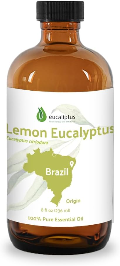 Lemon Eucalyptus Oil by Eucaliptus from Brazil - Pure Lemon Eucalyptus - 100% Pure Steam Distilled Natural Aceite de Eucalipto Limón - Aromatherapy - Premium Therapeutic Grade (8oz)