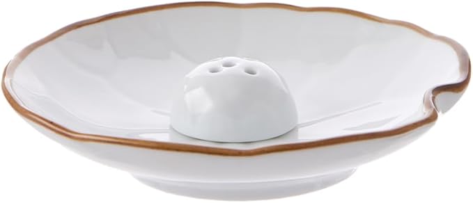 Incense Holder, Ceramic Incense Stick Holder, Korean White Leaves Ceramic Design, Premium Quality, Ash Catcher Bowl