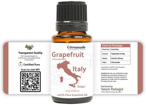 Grapefruit Essential Oil - Direct from Citrusmade in Sicily - Natural Aceite de Pomelo for Skin and Energy - Aromatherapy | 100% Pure Therapeutic Grade (15ml)