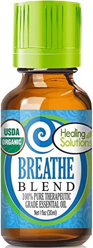 Healing Solutions Breathe Easy Organic Essential Oil - Pure & Undiluted Essential Oil Blend for Diffuser, Humidifier, Aromatherapy - 1 oz (30ml)